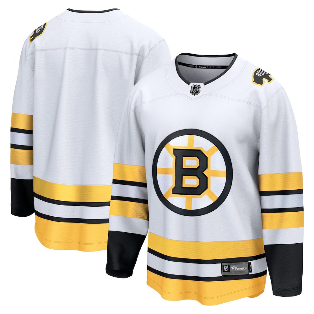 Boston Bruins Fanatics Away Breakaway Jersey Mens Large White $135 New NWT